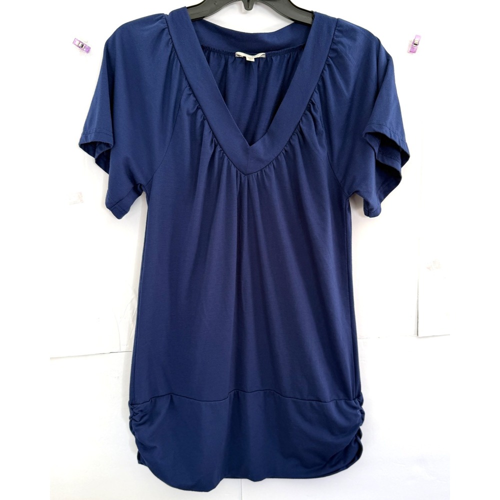 Energie V Neck Long Top Ruched Sides/Hem Women's XL Blue 2009 Vibes